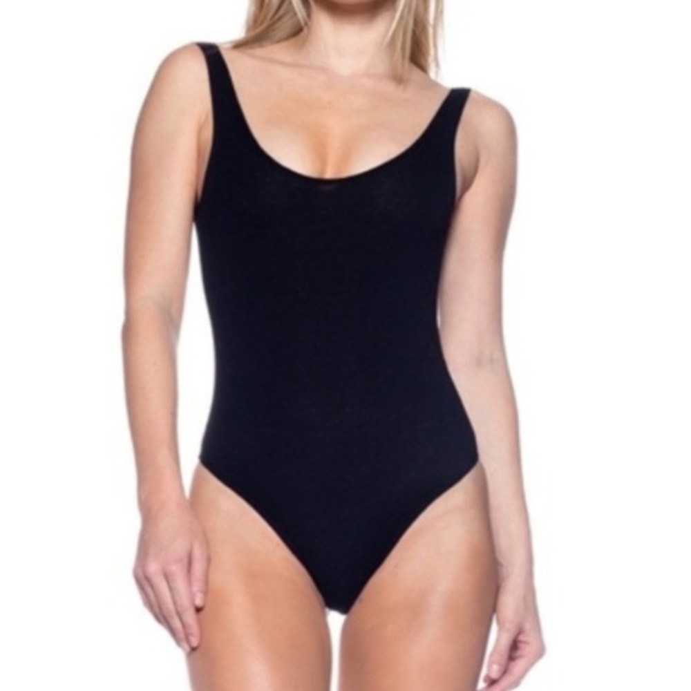 NEW Classic Ribbed Black Thong Body Suit - Picture 4 of 16